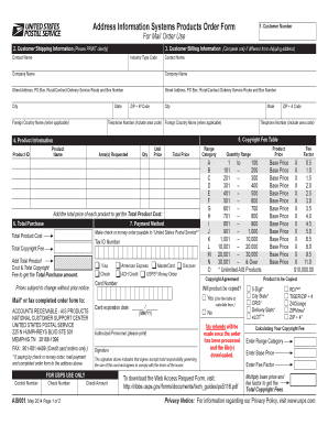 Address Information Systems Products Order Form Fillable