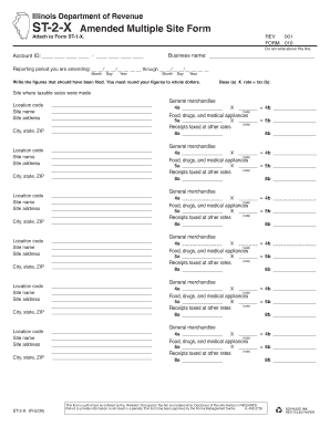 Location Codes on Il Department of Revenue St 2 X Form