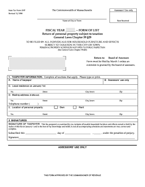 Massachusetts State Tax Form 2hf