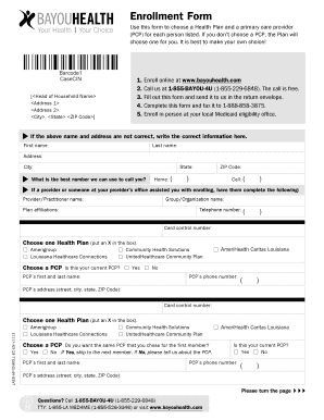 Bayou Health Enrollment Form