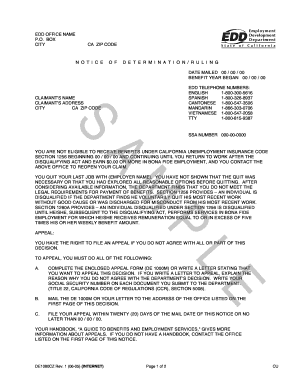 Edd Overpayment Letter  Form