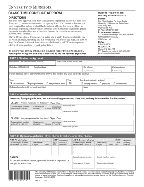  CLASS TIME CONFLICT APPROVAL Policy Umn 2010-2024