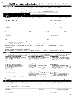  Jcahpo Application for Examination 2013