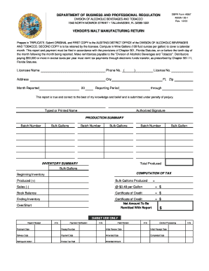 Dbpr Form 4000a 130 1 Instructions