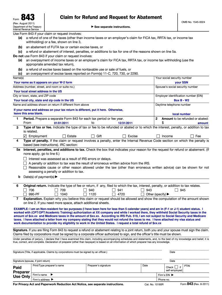 Form 843 Example