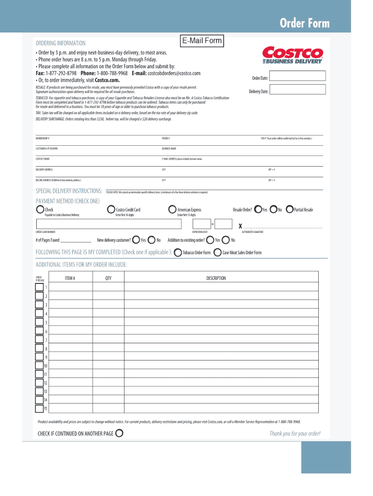 Costco Catalog  Form