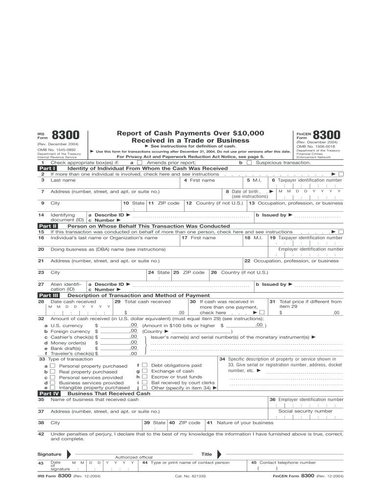 Get and Sign 8300 Form 2004