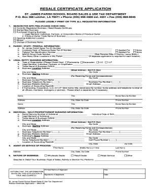 St James Parish Resale Certificate Form