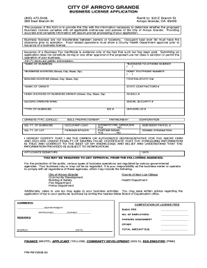 Arroyo Grande Business License  Form