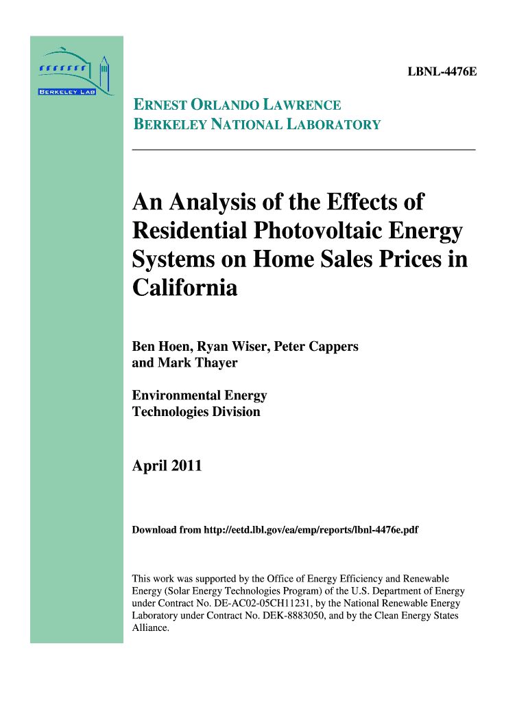 An Analysis of the Effects of Residential Photovoltaic Energy    Cleanenergystates  Form