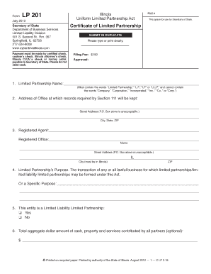 Illinois Certificate Partnership  Form