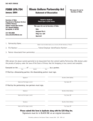  State of Illinois Uniform Partnership Act Tax Forms 2004