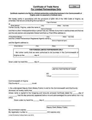 Fairfax County Fictitious Name Application Form