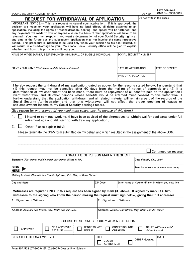 Get and Sign Ssa 521 pdfFiller  Form