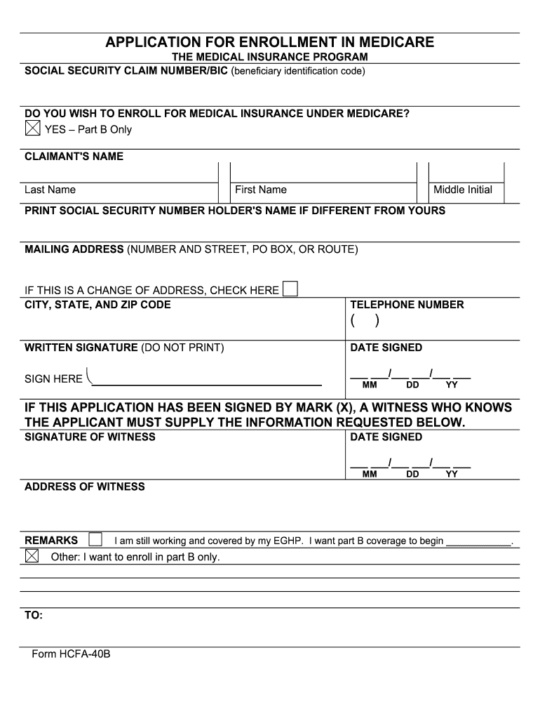 Medicare Application  Form