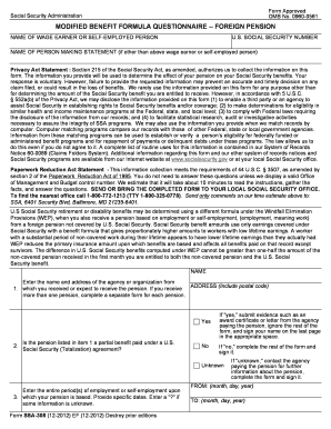 Modified Benefit Formula Questionnaire