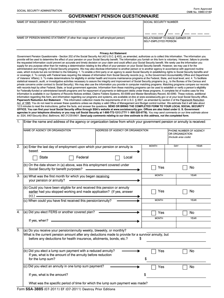  Instructions for Omb No 0960 0160 Form 2018-2024