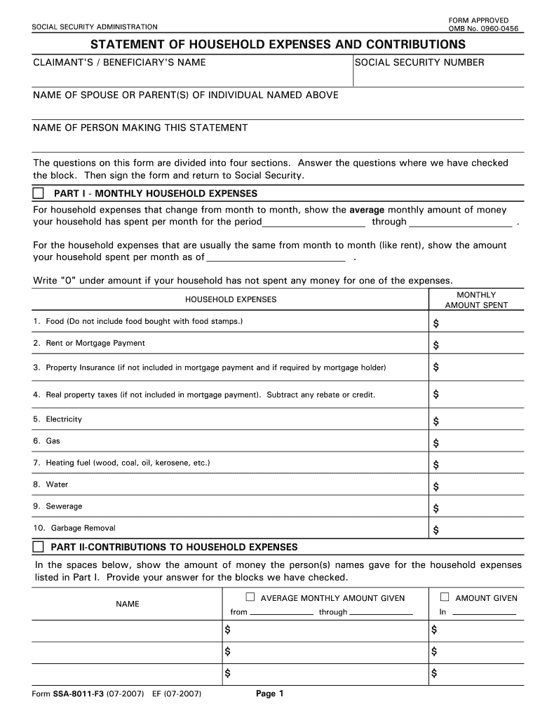  Form Ssa 8011 F3 2007-2024