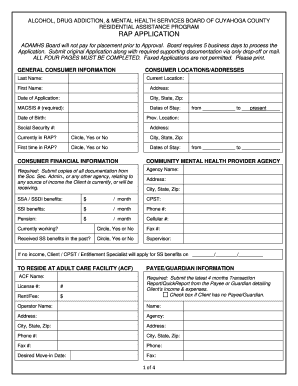 Rap Application Cuyahoga County Form