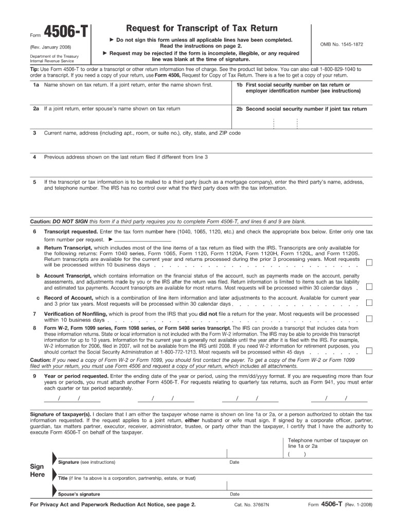 Nj 4506 T January Form