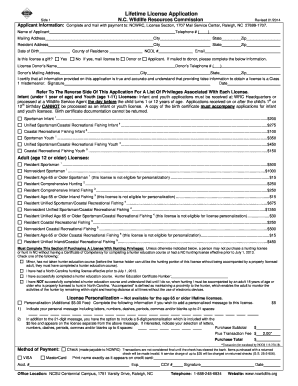 Ncwrc Lfetime License on Line Fillable Form