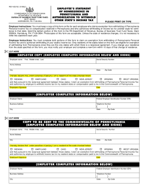 Employees Statement of Nonresidence in Pennsylvania Fillable Form