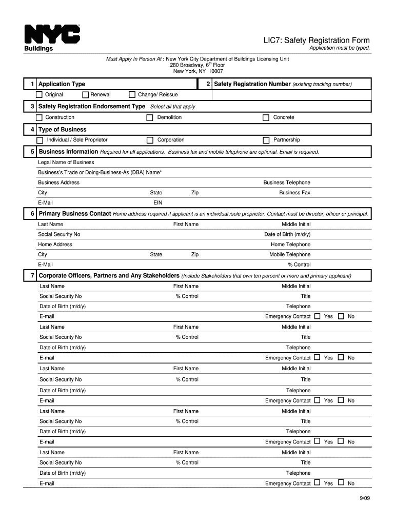  Safety Form 2009-2024
