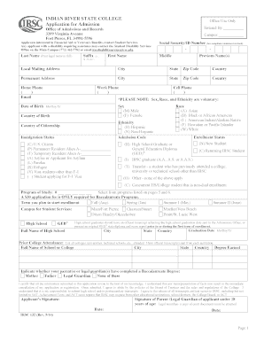 An Example of Irsc Admission Already Fill Form