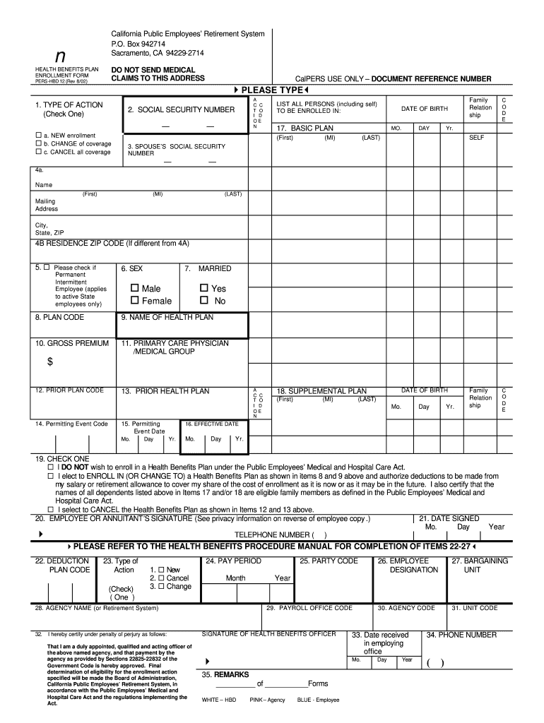  Cal Pers Forms Pers Hbd 12 2018