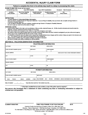 Aflac Accidental Injury Claim Form