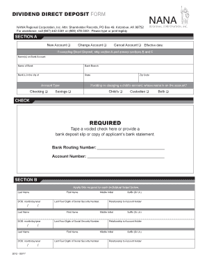  Nana Direct Deposit Form 2017-2024