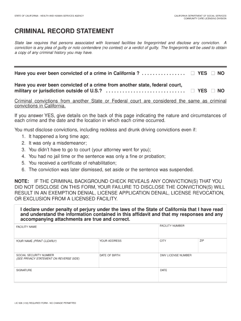  Lic 508 Form 2003