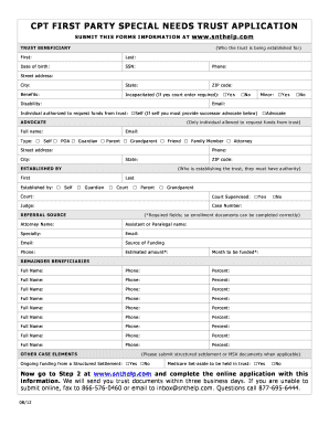 Special Needs Trust Form