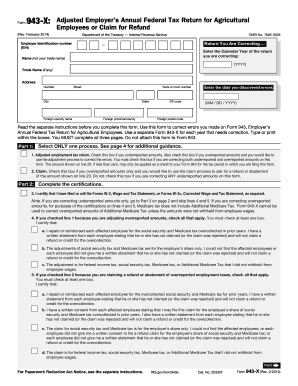 Form 943 X Rev February IRS Irs