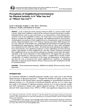 Perceptions of Neighborhood Environment for Physical Activity is it Cphss Wustl  Form