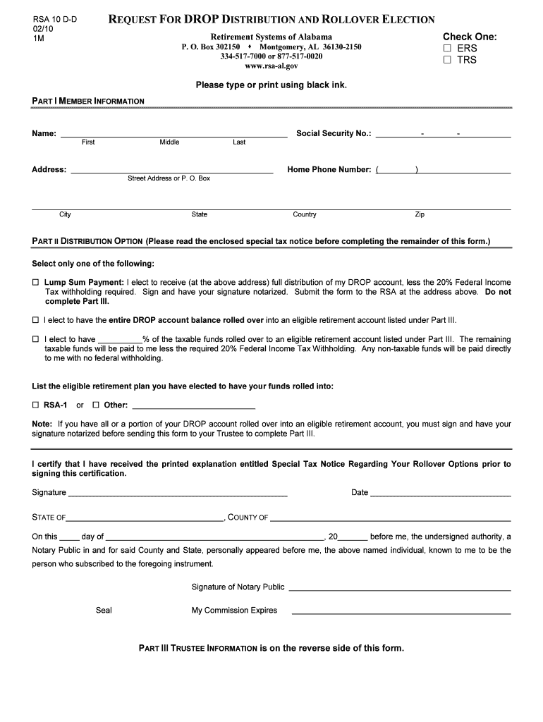 Rsa Alabama Retirement Form