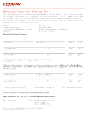 Experian Extended Fraud Alert Form