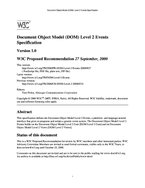 Document Object Model DOM Level 2 Events Specification W3  Form