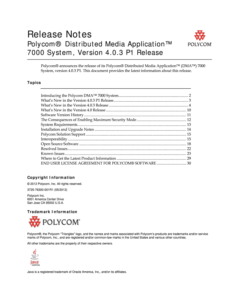 Release Notes Polycom  Form