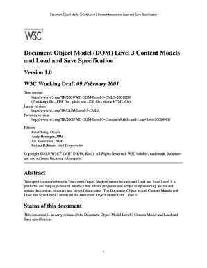 Document Object Model DOM Level 3 Content Models and Load and Save Specification W3  Form