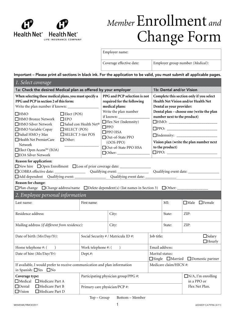 Member Enrollmentand Change Form Marin