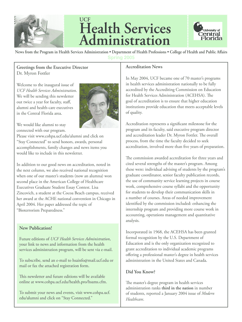 HSA Alumni Newsletter Indd Cohpa Ucf  Form