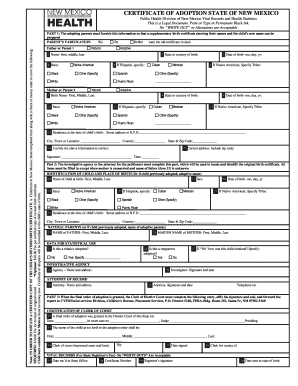 Certificate of Adoption New Mexico Form