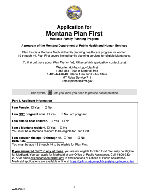 Montana Plan First Form