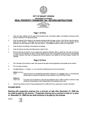 Mount Vernon Transfer Tax  Form