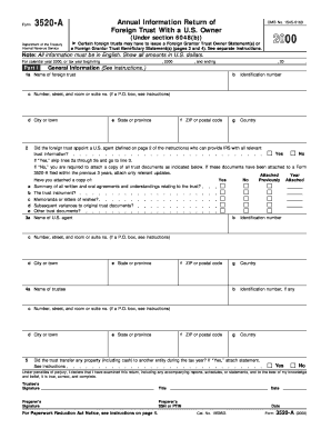 Form 3520 a Annual Information Return of Foreign Trust with a U S Owner Annual Information Return of Foreign Trust with a U S Ow