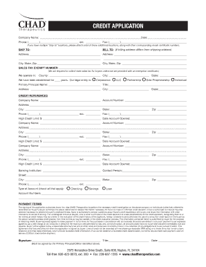 Credit Application CHAD Therapeutics  Form