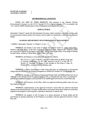 Alabama Environmental Covenant Form
