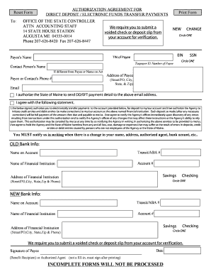 AUTHORIZATION AGREEMENT for DIRECT DEPOSIT ELECTRONIC FUNDS TRANSFER PAYMENTS We Require You to Submit a Voided Check or Deposit  Form