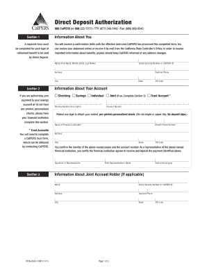 Calpers Direct Deposit Form